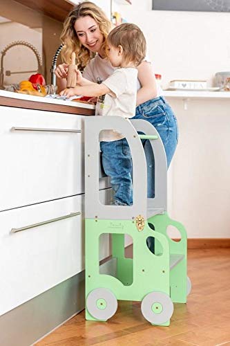 Toddler in Family Torre de Aprendizaje/Escritorio y Taburete Montessori...