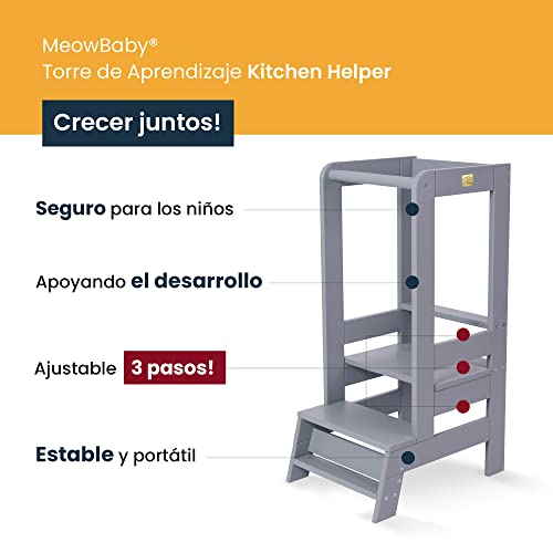 MEOWBABY Torre de Aprendizaje Montessori Ayudante de Cocina para Niños Taburete...