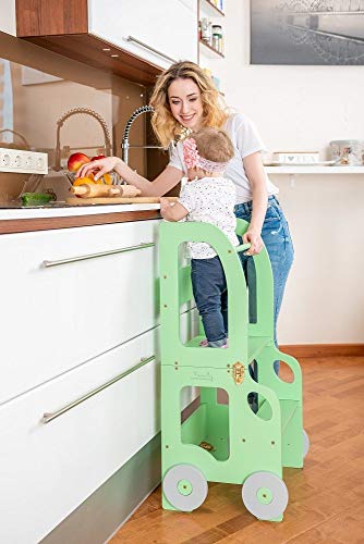 Toddler in Family Torre de Aprendizaje/Escritorio y Taburete Montessori (Verde)
